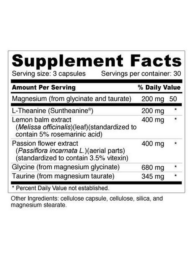 Wellness Resources Well+Vita Calm Supplement For Relaxationsleep & Daytime Zen With Magnesium Glycinate And Taurate Ltheanine Passion Flower Lemon Balm Taurine (90 Veggie Capsules) - Image 4
