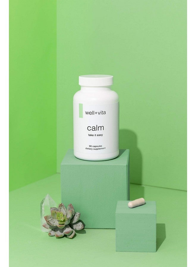 Wellness Resources Well+Vita Calm Supplement For Relaxationsleep & Daytime Zen With Magnesium Glycinate And Taurate Ltheanine Passion Flower Lemon Balm Taurine (90 Veggie Capsules) - Image 3