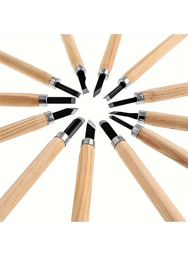 12pcs Professional Wood Carving Chisels Set Hand Tools For Detailed Sculpting Woodworking - Image 1