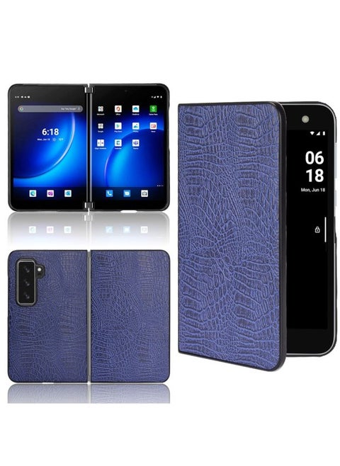 Case Cover For Microsoft Surface Duo 2 Shockproof Crocodile Texture PC + PU Case Blue