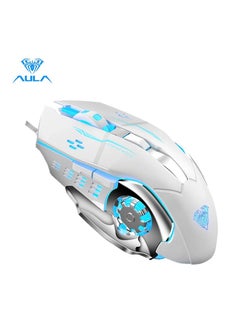 أولا ماوس ألعاب AULA S20، ماوس كمبيوتر USB سلكي مع إضاءة خلفية LED RGB، قابل للتعديل DPI، ماوس ألعاب كمبيوتر مع 6 أزرار ماكرو قابلة للبرمجة لسطح المكتب والكمبيوتر المحمول والكمبيوتر الشخصي وماك - أبيض  - Image 1