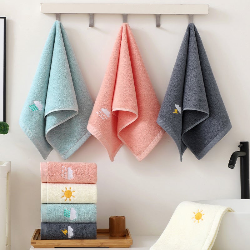 Cotton towel 74*34cm weather face towel embroidered cute soft absorbent couple towel cotton wholesale - Image 3