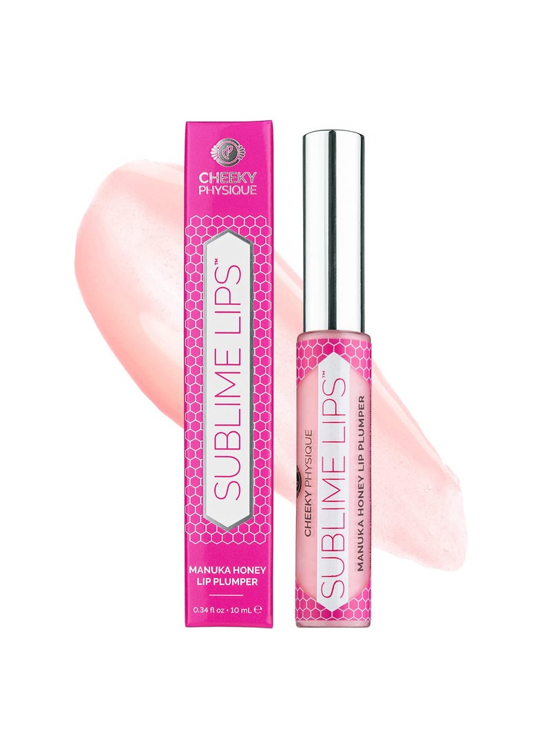 Cheeky Physique Sublime Lips Lip Plumper Gloss Clear - Lip Plumping Treatment with Manuka Honey, Hyaluronic Acid & Peptides - Natural Clinically Proven Ingredients Plump & Hydrate for Fuller Looking Lips 