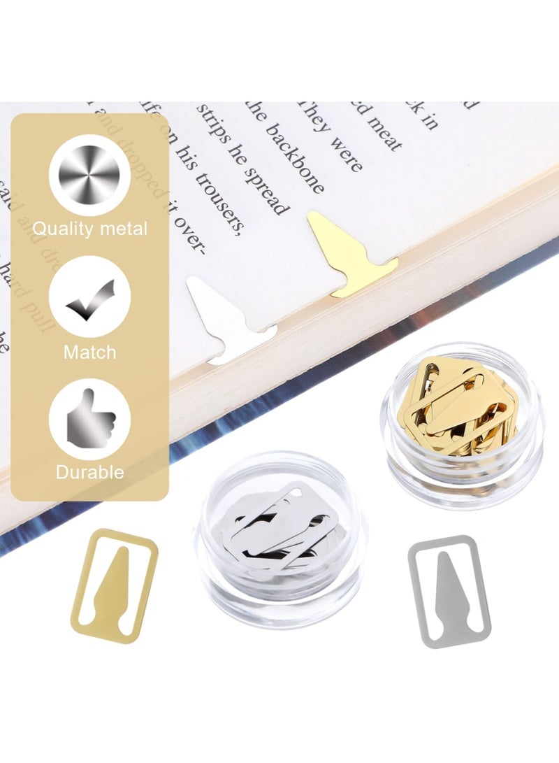 SYOSI 100Pcs Book Line Markers, Gold and Silver Mixed Metal Bookmarks, Stainless Steel Page Markers Clips for Reading, Cute Book Darts for Teachers, Students, and Book Lovers (Gold/Silver) - Image 4