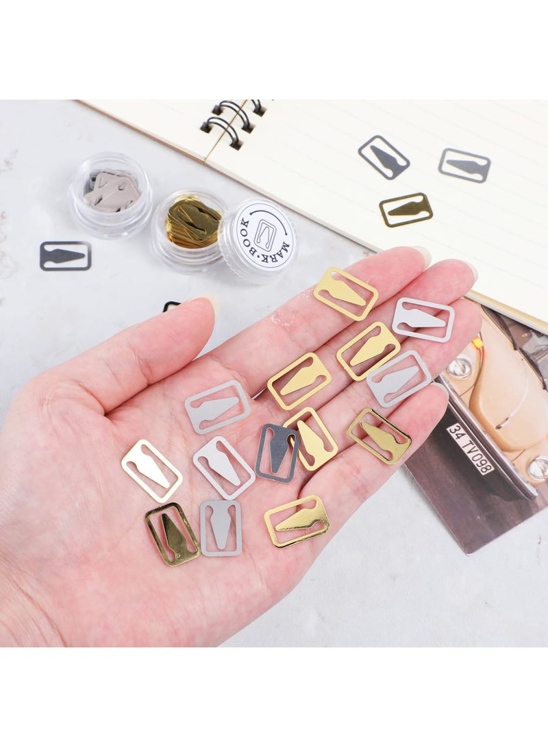 SYOSI 100Pcs Book Line Markers, Gold and Silver Mixed Metal Bookmarks, Stainless Steel Page Markers Clips for Reading, Cute Book Darts for Teachers, Students, and Book Lovers (Gold/Silver) - Image 3