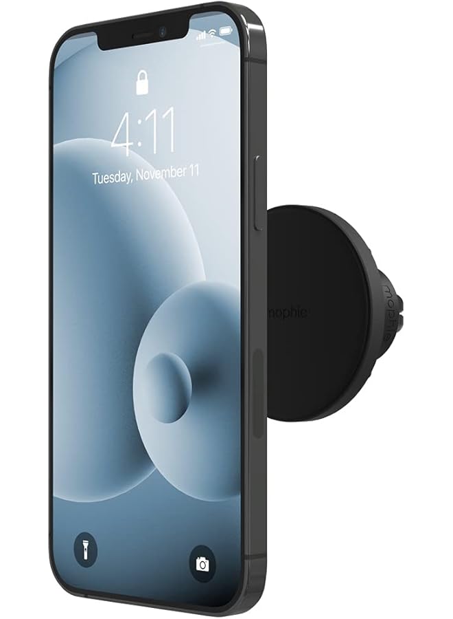 إيروريكس حامل هاتف عالمي للسيارة من Mophie Snap Vent Mount يتضمن محولًا متوافقًا مع جميع الهواتف الذكية، باللون الأسود - Image 1