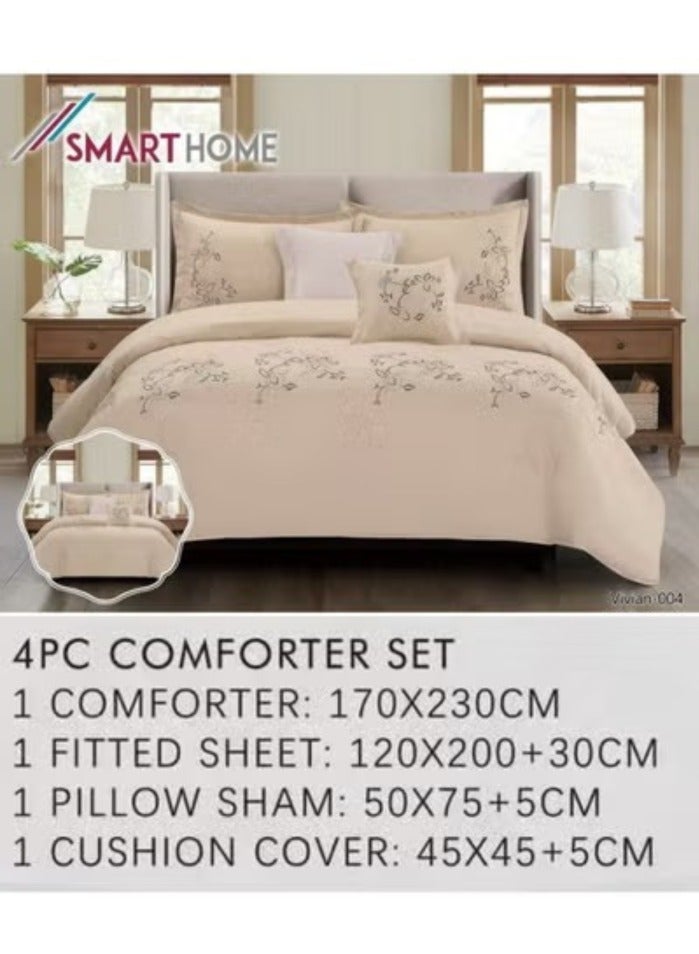 SMART HOME Embroidered quilt set for one person, double-sided quilt, 4-piece bedspread, 4-piece filling quilt, 100% microfiber quilt size 170X230cm - Image 1