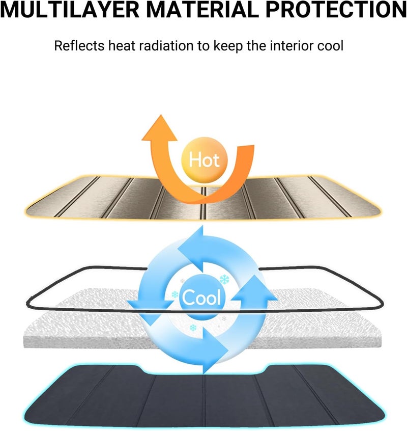 Pigenius Windshield Sun Shade for 2019-2022 Dodge Ram 2500/3500 - Ultimate Folding Sunshade - Metallic Silver - Image 5