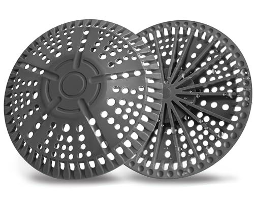AWzzz Shower Drain Hair Catcher, 2 Pack 5.5in Shower Hair Catcher Large Premium Silicone Drain Protector Strainer, Shower Drain Cover for Shower Room, Floor Drain, Bathroom Sink, Dark Grey - Image 1