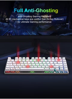 E-YOOSO Z-88 RGB Mechanical Gaming Keyboard, Metal Panel, Red Switches, 75% Compact 81 Keys for Mac, PC, Silver and White  - Image 2
