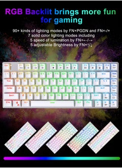 E-YOOSO Z-88 RGB Mechanical Gaming Keyboard, Metal Panel, Red Switches, 75% Compact 81 Keys for Mac, PC, Silver and White  - Image 3