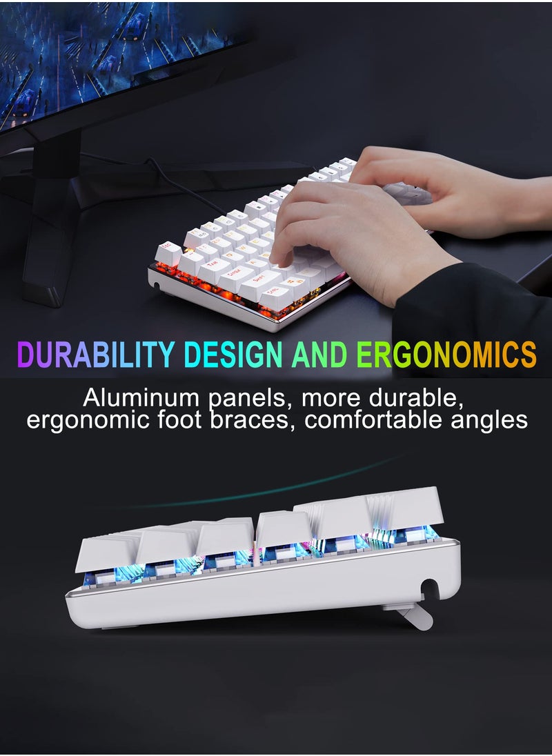 E-YOOSO - Z-88 RGB Mechanical Gaming Keyboard, Metal Panel, Red Switches, 75% Compact 81 Keys for Mac, PC, Silver and White - Image 1