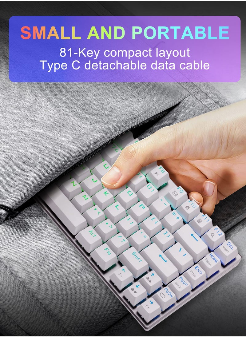 E-YOOSO - Z-88 RGB Mechanical Gaming Keyboard, Metal Panel, Red Switches, 75% Compact 81 Keys for Mac, PC, Silver and White - Image 1