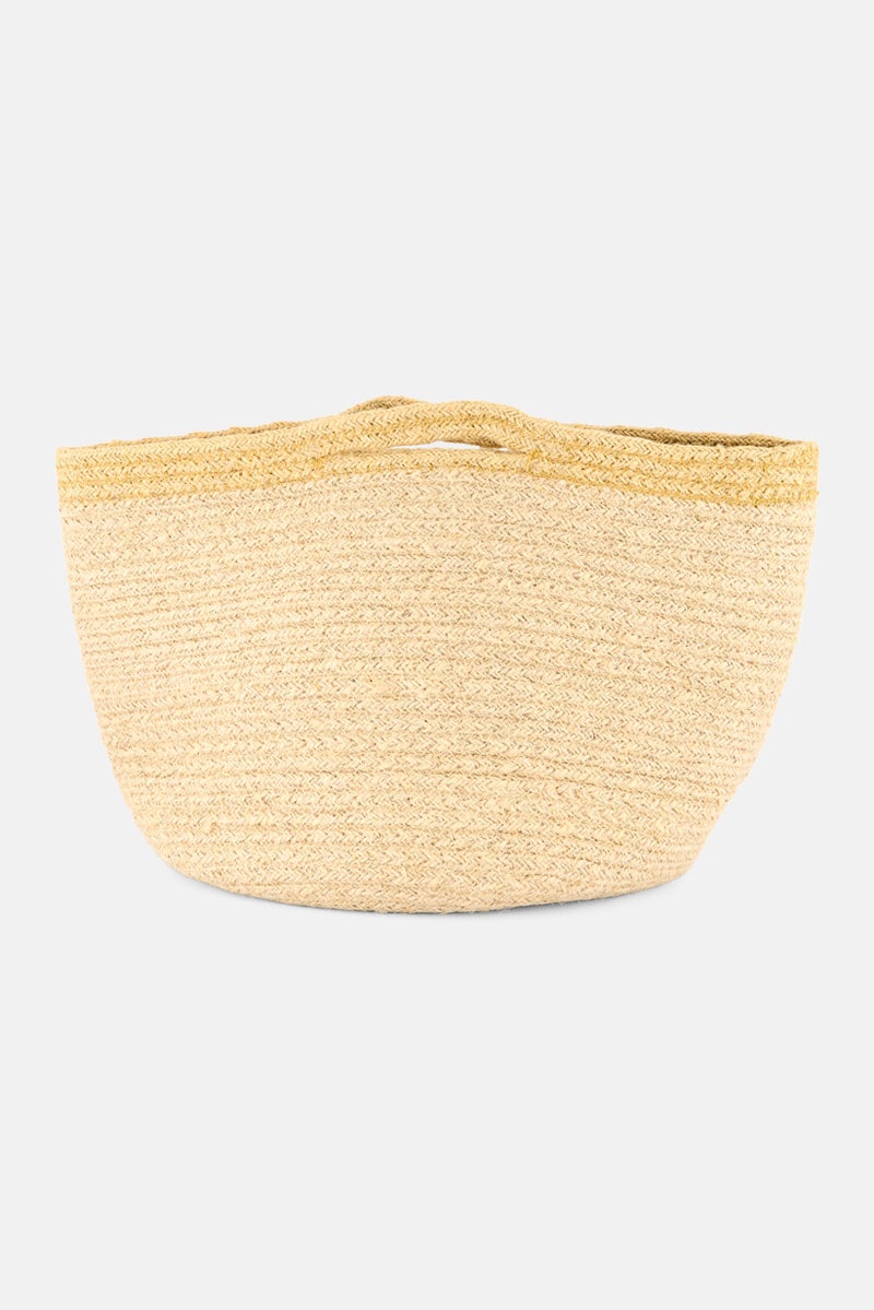 Muy Mucho Round Cotton Basket With Handle 22 x 20 Cm, Beige - Image 2