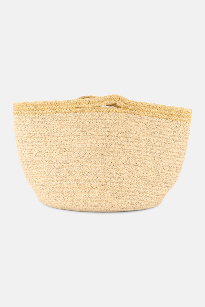 Muy Mucho Round Cotton Basket With Handle 22 x 20 Cm, Beige - Image 1