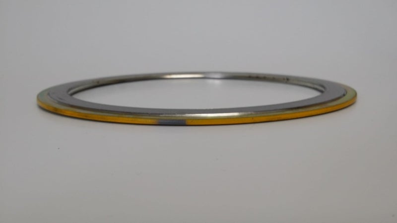 Lamons Sur-Seal, Inc. Teadit 900012304GR300 Yellow Band with Gray Stripe Spiral Wound Gasket, High Temperature (Thermal Cycling) and/or Pressure Variations, 12" Pipe Size, 300# Class Flange, 304SS Windings with a Flexible Graphite Filler - Image 1