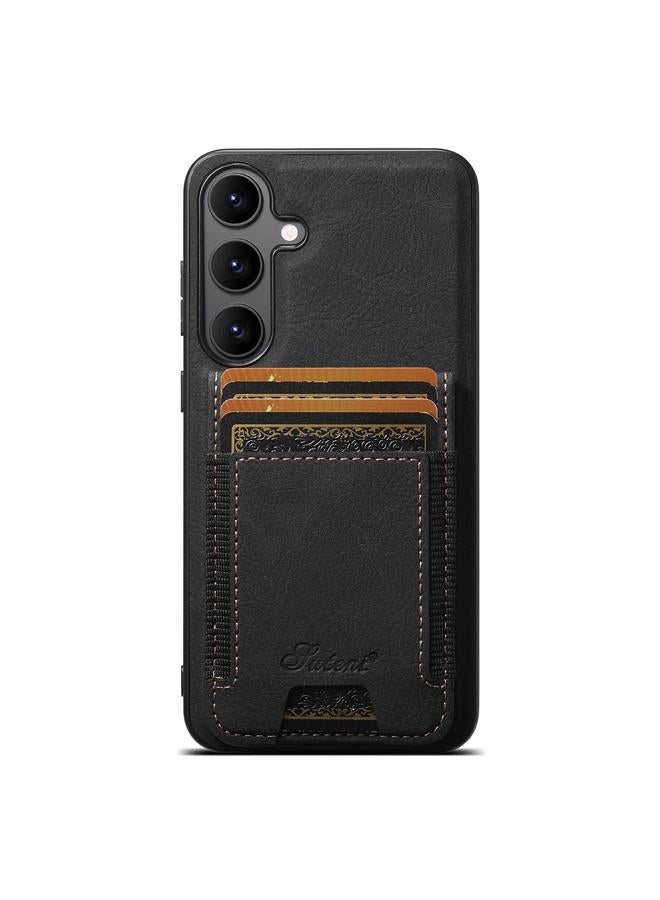 Suteni Case For Samsung Galaxy S25 5G H17 Litchi Texture Leather MagSafe Detachable Wallet Phone Case - Image 1