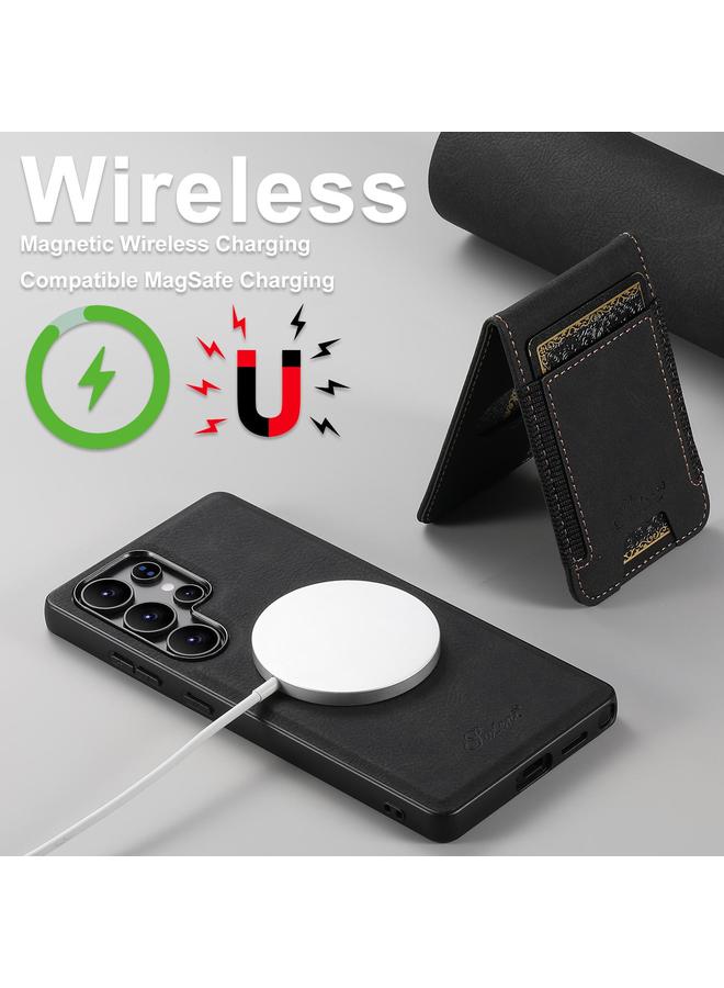 Suteni Case For Samsung Galaxy S25 5G H17 Litchi Texture Leather MagSafe Detachable Wallet Phone Case - Image 4