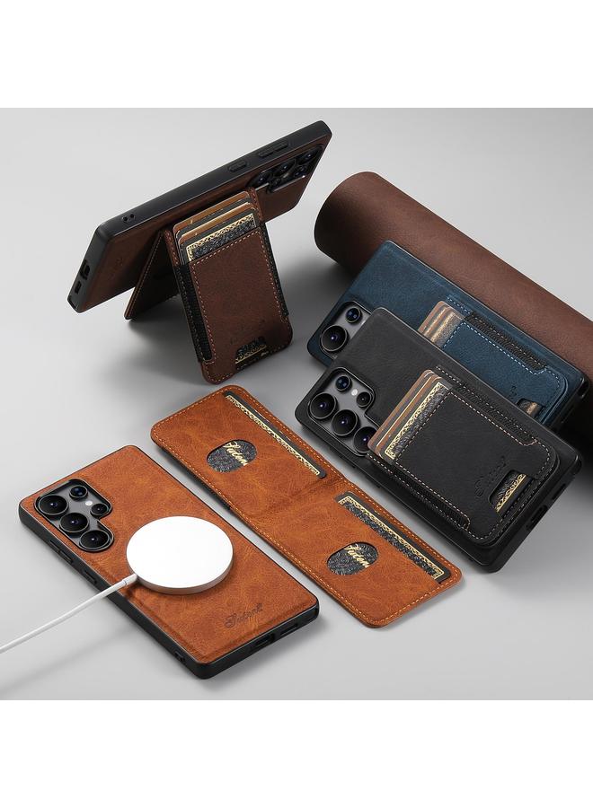 Suteni Case For Samsung Galaxy S25 5G H17 Litchi Texture Leather MagSafe Detachable Wallet Phone Case - Image 5