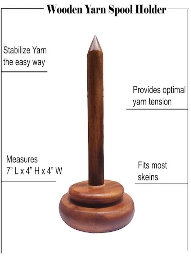 AnNafi® Wood Yarn Spindle Holder with Twirling Mechanism Classic |Wooden Spinning Yarn & Thread Holder |Knitting Embroidery Accessory Gift Craft & Sewing Supplies Yan Organising Tool For Granny Acacia - Image 4