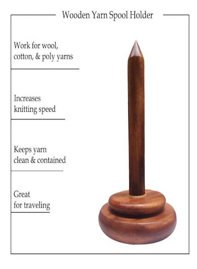 AnNafi® Wood Yarn Spindle Holder with Twirling Mechanism Classic |Wooden Spinning Yarn & Thread Holder |Knitting Embroidery Accessory Gift Craft & Sewing Supplies Yan Organising Tool For Granny Acacia - Image 5