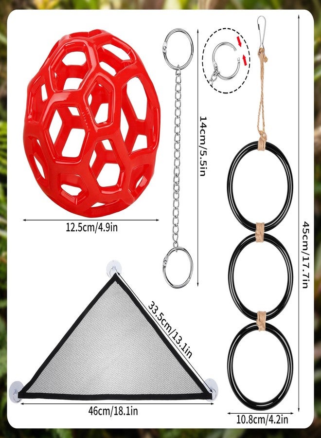 Hysagtek Ball Python Tank Accessory - 3 Pcs Snake Enrichment Toys Ball with Hammock and Climbing Rings, Jungle Gym Ball with Chain, Reptiles Climbing Toy Hammock Snakes Tank Accessories - Image 2
