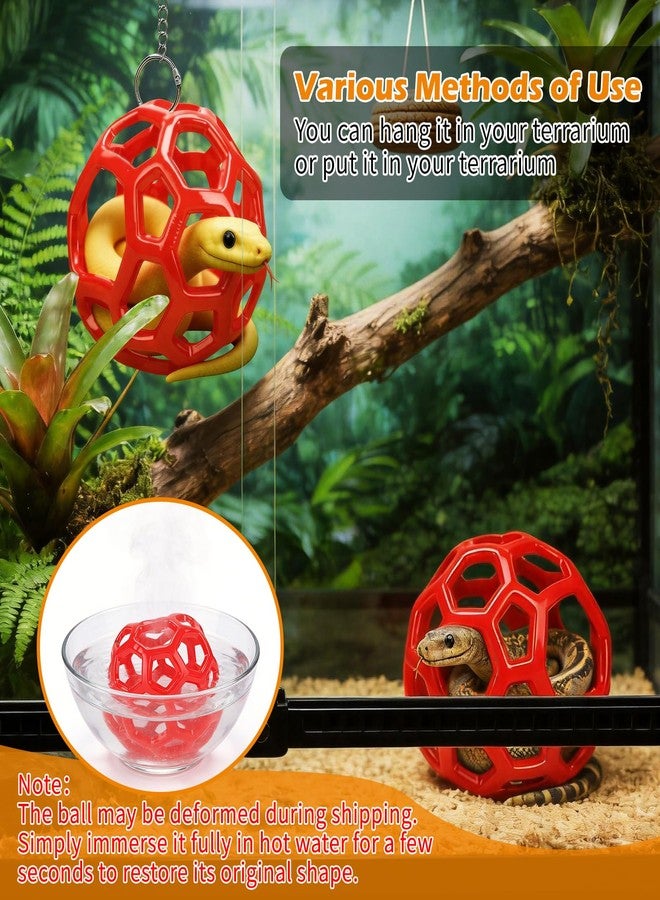 Hysagtek Ball Python Tank Accessory - 3 Pcs Snake Enrichment Toys Ball with Hammock and Climbing Rings, Jungle Gym Ball with Chain, Reptiles Climbing Toy Hammock Snakes Tank Accessories - Image 3