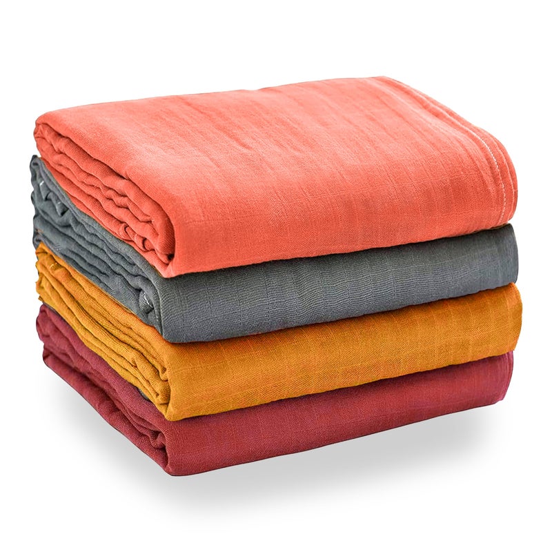 Eden Bliss Pack Baby Swaddle Blankets Soft Cotton Muslin Swaddle Blanket for Baby Boy  Girl 47x47inch Unisex Lightweight Baby Blankets for Newborn Receiving Grey Yellow Maroon Sand 47x47 cm