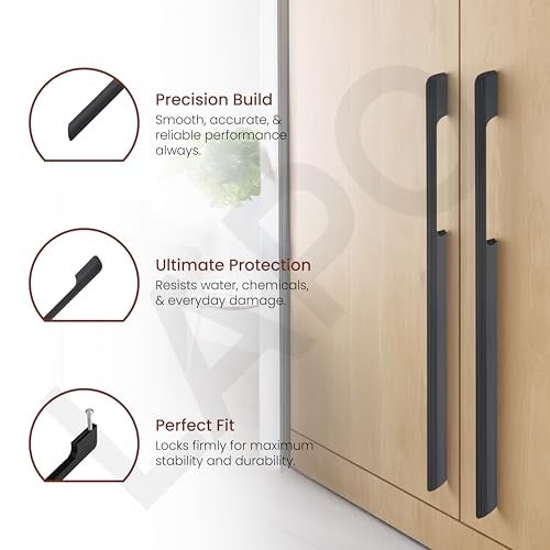 LAPO 18 Inch Pull Handle for Modern Interior | Aluminium Build | Black Finish | Hole to Hole Size 44 cm | Ergonomic Holding Design | Used for Drawer, Cupboard and Kitchen | 3 Year Warranty | Pack of 4 - Image 4