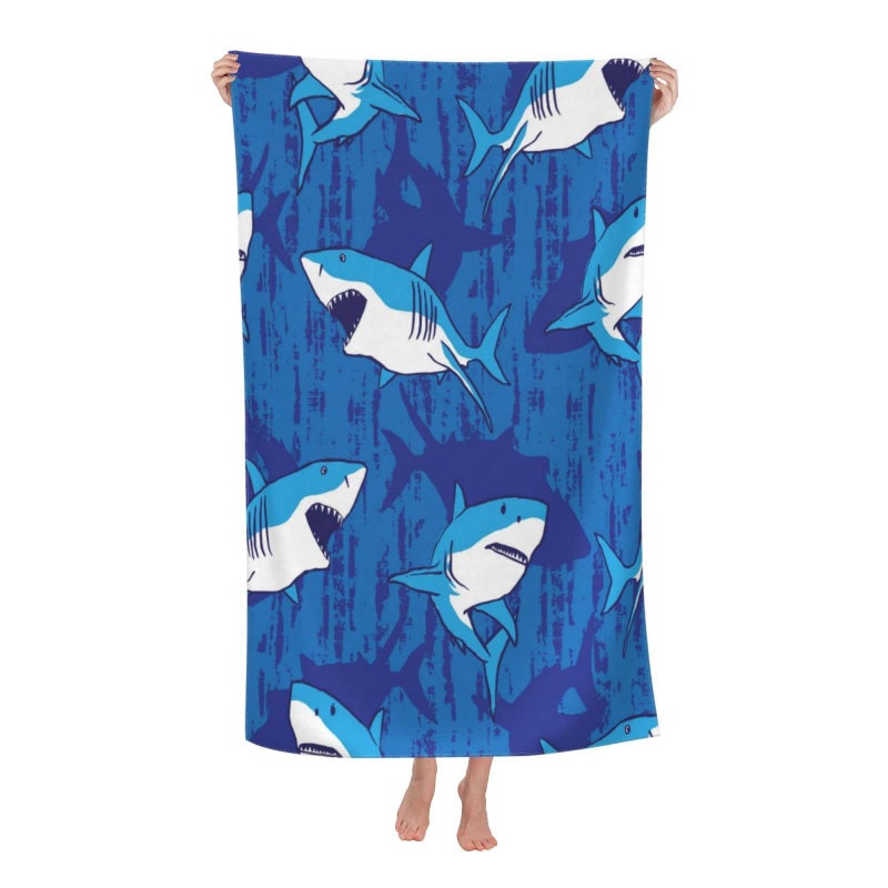 COMFAR Cute Shark Microfiber Beach Towel for Boys Personalized Beach Towels for Kids Sand Free Beach Towel Sandproof Quick Dry Pool Towel 30x 60
