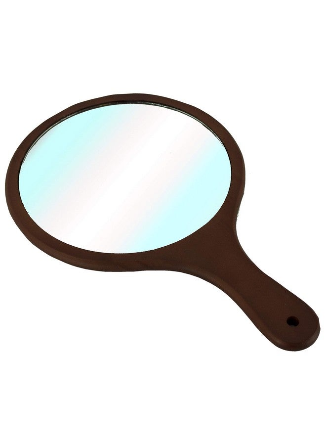 سكارليت لاين مرآة مكياج خشبية كبيرة مستديرة الشكل من سلسلة سكارليت لاين بروفيشنال مع مقبض خشبي للنساء والرجال، لون بني غامق، 39.5×22.5×1.5 سم - Image 1