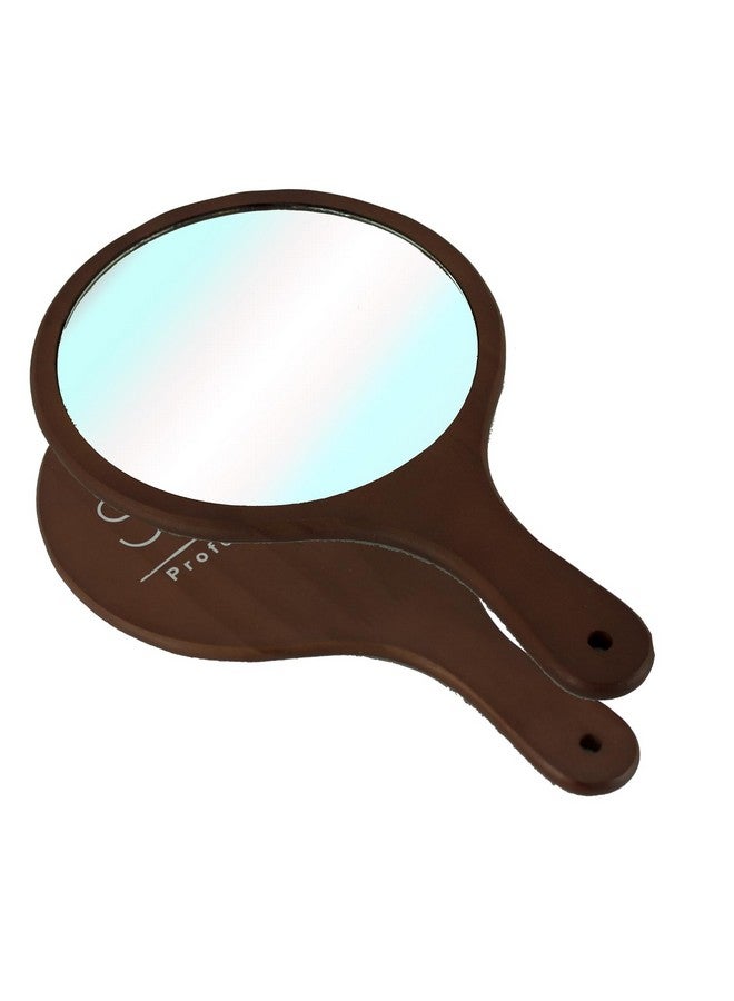 سكارليت لاين مرآة مكياج خشبية كبيرة مستديرة الشكل من سلسلة سكارليت لاين بروفيشنال مع مقبض خشبي للنساء والرجال، لون بني غامق، 39.5×22.5×1.5 سم - Image 3