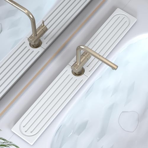 Lyxel Faucet Mat for Kitchen Sink, Water Absorbent Kitchen Faucet Mat, Durable Sink Splash Guard with Raised Feet, Diatomite Fast Drying Kitchen Sink Faucet Mat, Bathroom Stone Drying Tray for Counter - Image 1
