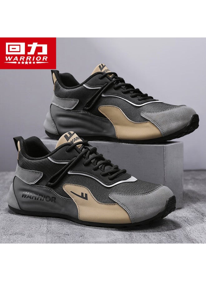 Warrior Men's Lightweight Luxury Casual Shoes Men's Trendy All-match Sports Shoes F533c Black Khaki 40