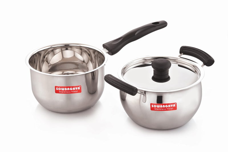 Sowbaghya Stainless Steel 3Pcs Ultima Gift Set - ISS25 (Sauce pan and Dutch Oven with Lid) 1500ml - Image 3