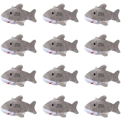 Chalyna Mini Shark Stuffed Animal Plush Small Shark Keychain Bulk Soft Toys Ocean Animal Party Favors Summer Kids Toys for Childrens Day Birthday Baby Shower 47 InchNo LightGray - Image 1