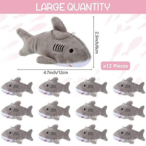 Chalyna Mini Shark Stuffed Animal Plush Small Shark Keychain Bulk Soft Toys Ocean Animal Party Favors Summer Kids Toys for Childrens Day Birthday Baby Shower 47 InchNo LightGray - Image 5