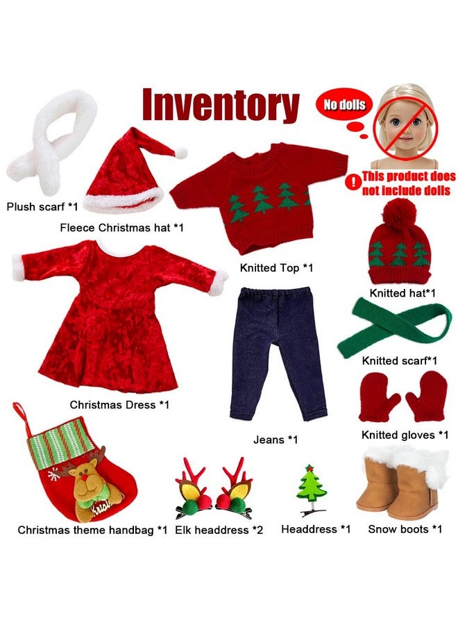 ebuddy Doll Clothes and Accessories Christmas Santa Costume Set Including Xmas Tree Sweater Set for 17 inch Baby Dolls,Most 18 Inch Dolls(No Doll) - Image 2