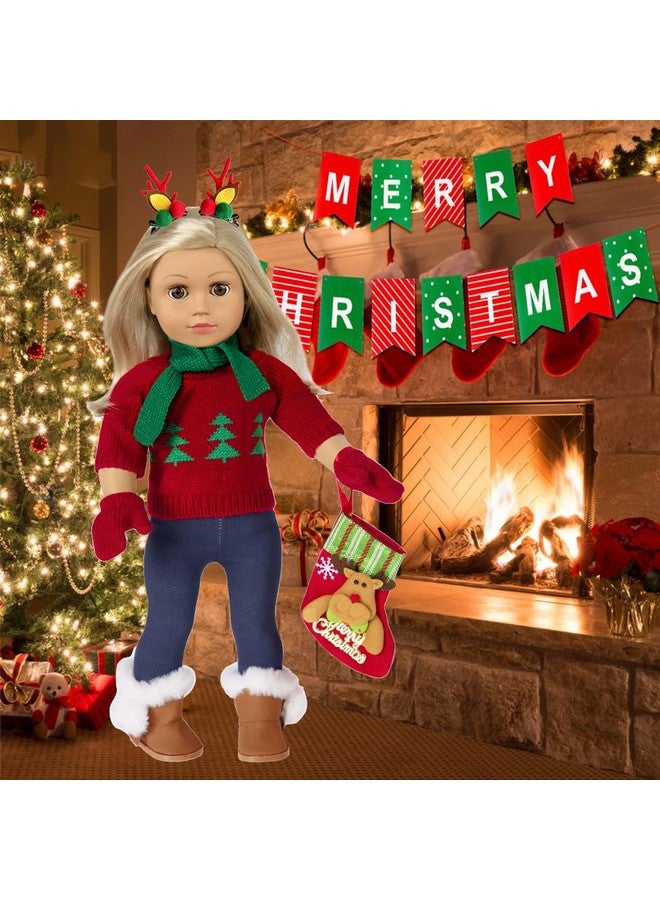 ebuddy Doll Clothes and Accessories Christmas Santa Costume Set Including Xmas Tree Sweater Set for 17 inch Baby Dolls,Most 18 Inch Dolls(No Doll) - Image 5