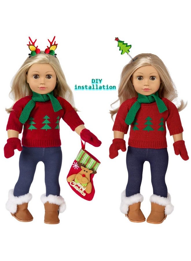 ebuddy Doll Clothes and Accessories Christmas Santa Costume Set Including Xmas Tree Sweater Set for 17 inch Baby Dolls,Most 18 Inch Dolls(No Doll) - Image 4