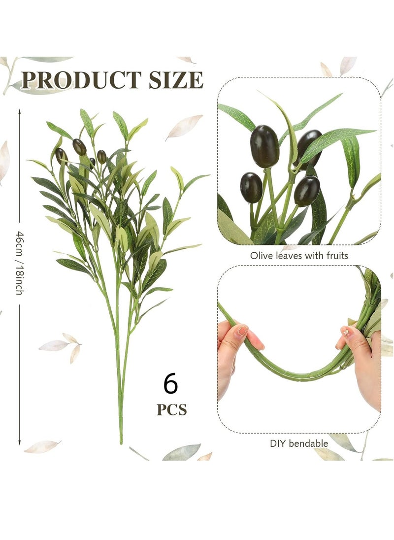 Generic 6pcs 47CM Artificial Olive Branch, Indoor Outdoor Home Office Garden Modern Decoration Housewarming Gift Perfect Potted Simulation Plants  - Image 2