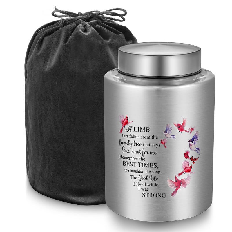 SOITIS Up to 140 lbs Medium Urn for Adult Human Ashes - 7.3 Inch Decorative Stainless Steel Cremation Urn, Big Keepsake Memorial Bird - Image 1