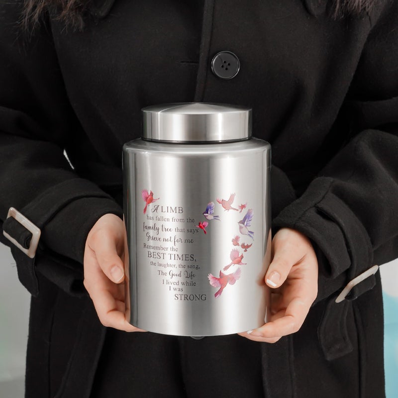 SOITIS Up to 140 lbs Medium Urn for Adult Human Ashes - 7.3 Inch Decorative Stainless Steel Cremation Urn, Big Keepsake Memorial Bird - Image 4