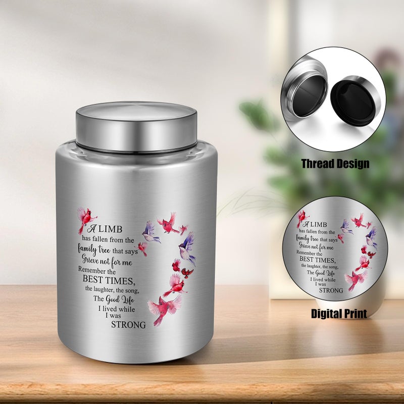 SOITIS Up to 140 lbs Medium Urn for Adult Human Ashes - 7.3 Inch Decorative Stainless Steel Cremation Urn, Big Keepsake Memorial Bird - Image 2