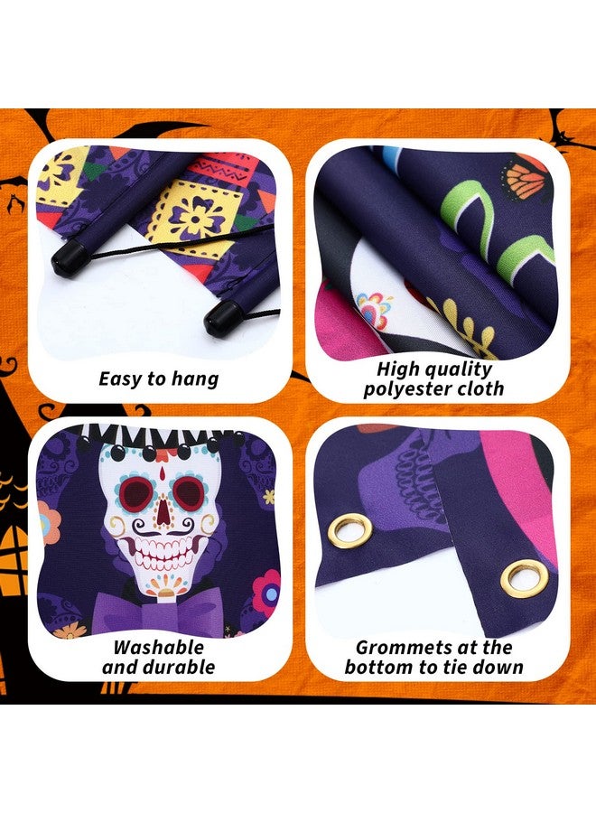 ريميري قطعتان من زينة يوم الموتى لافتة ديا دي لوس مويرتوس للهالوين المكسيكي معلقة يوم الشرفة الميتة، ديكور جدار الباب، لافتة ترحيب للشرفة من أجل ديكور حفلات الهالوين ديا دي لوس مويرتوس - Image 4