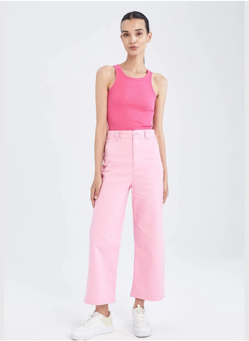 ديفاكتو Crop Fit High Waisted Ankle Culottes