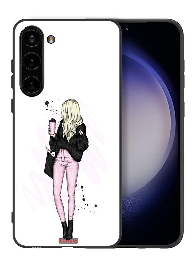 Tolwak Samsung Galaxy S23 5G Protective Case Cover Girl Holding Coffee Cup Art - Image 2