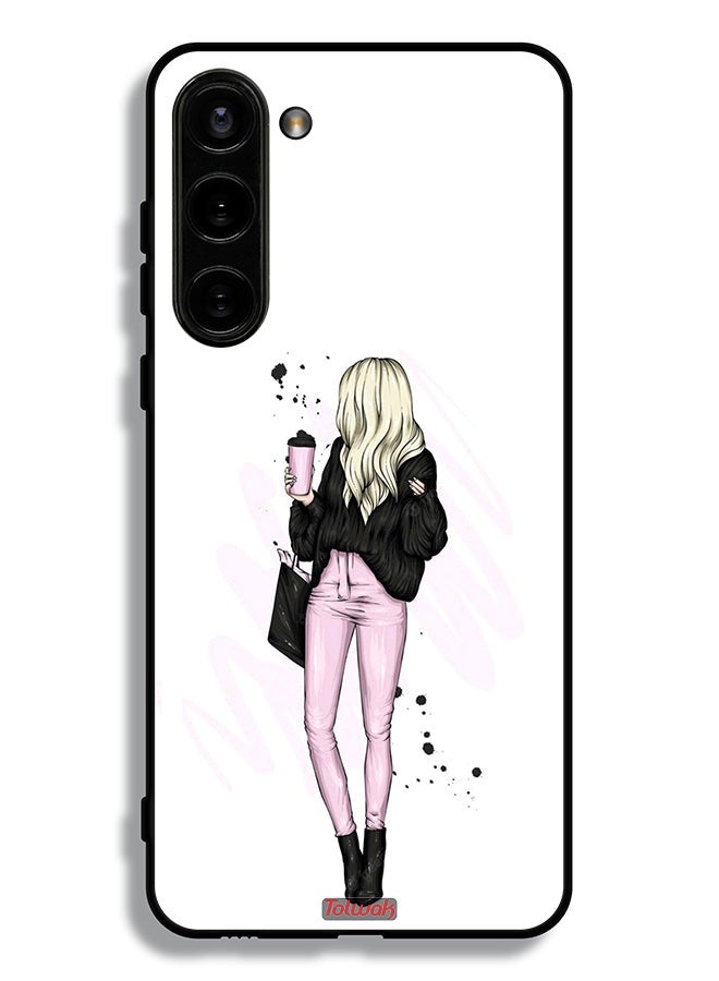Tolwak Samsung Galaxy S23 5G Protective Case Cover Girl Holding Coffee Cup Art - Image 3