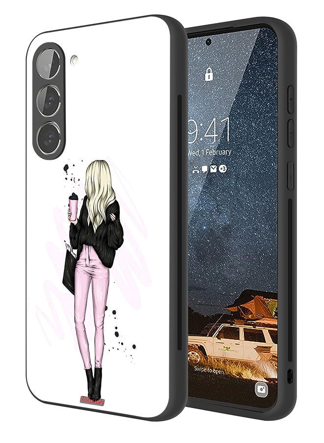 Tolwak Samsung Galaxy S23 5G Protective Case Cover Girl Holding Coffee Cup Art - Image 1