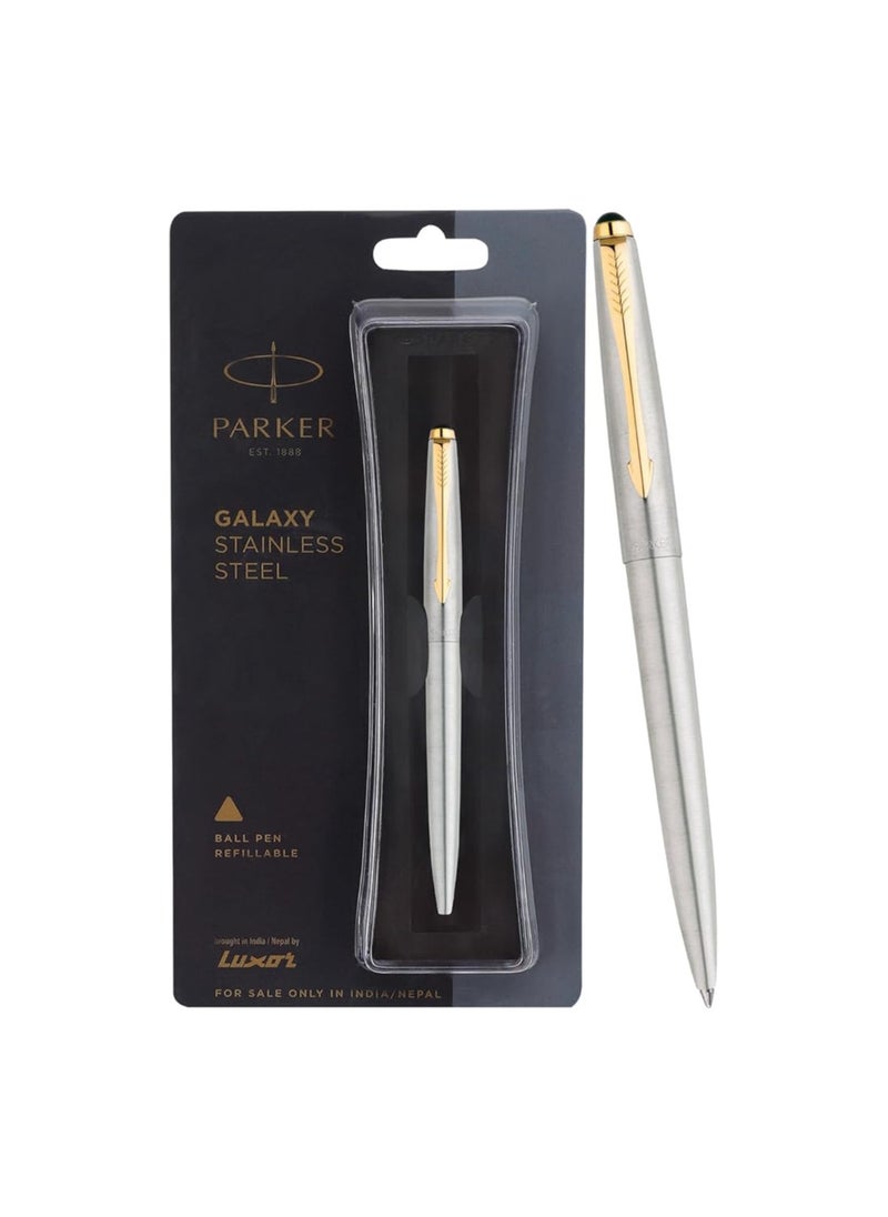 Parker Galaxy Stainless Steel Gold Trim Ball Pen - pzsku/Z8361A017AB8EF66D33D3Z/45/1741244467/6790b14e-3128-42b3-ae5c-3c594af4d7d6